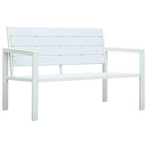 Zahradní lavice 120 cm HDPE bílá dřevěný vzhled - obrázek 1