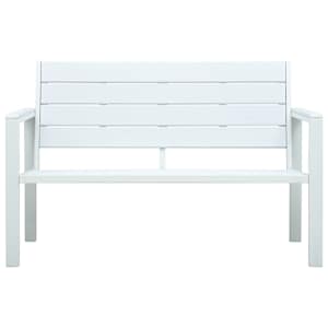 Zahradní lavice 120 cm HDPE bílá dřevěný vzhled - obrázek 2