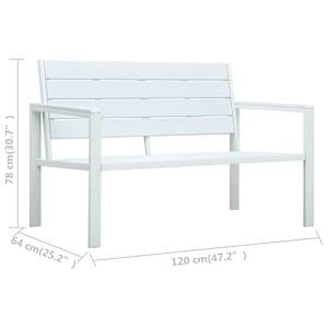Zahradní lavice 120 cm HDPE bílá dřevěný vzhled - obrázek 6