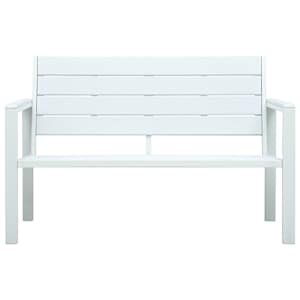 vidaXL Bancă de grădină, alb, 120 cm, aspect de lemn, HDPE