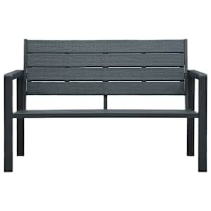 Zahradní lavice 120 cm HDPE šedá dřevěný vzhled - obrázek 2