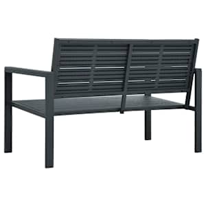 Zahradní lavice 120 cm HDPE šedá dřevěný vzhled - obrázek 4