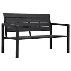 Zahradní lavice 120 cm HDPE černá dřevěný vzhled - obrázek 1
