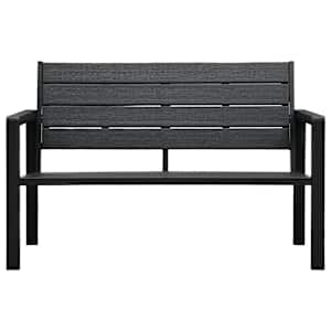 Zahradní lavice 120 cm HDPE černá dřevěný vzhled - obrázek 2
