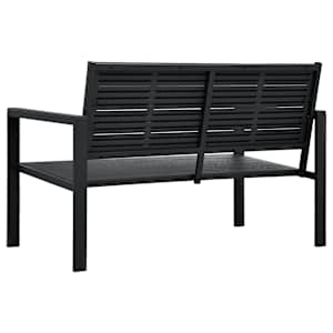 Zahradní lavice 120 cm HDPE černá dřevěný vzhled - obrázek 3
