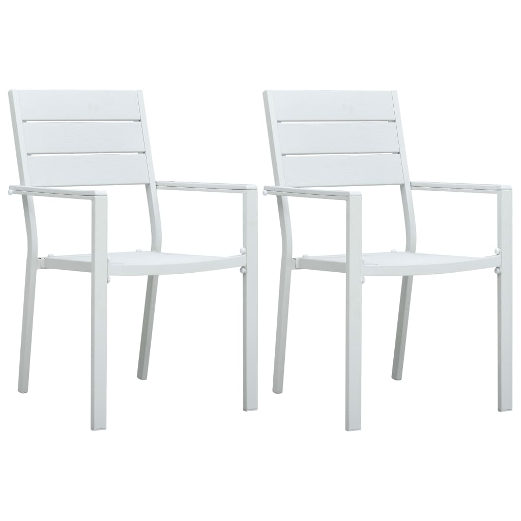 vidaXL Krzesła ogrodowe, 2 szt., białe, HDPE o wyglądzie drewna