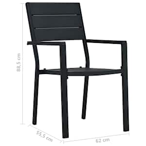 Zahradní židle 2 ks černé HDPE dřevěný vzhled - obrázek 9