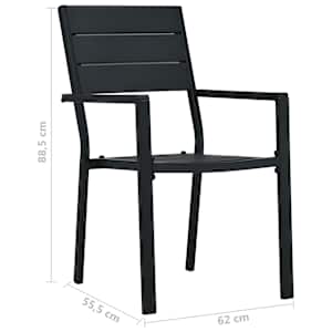 Zahradní židle 4 ks černé HDPE dřevěný vzhled - obrázek 9