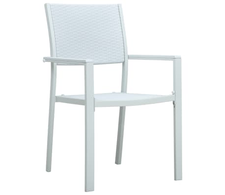 vidaXL Gartenstühle 2 Stk. Weiß Kunststoff Rattan-Optik