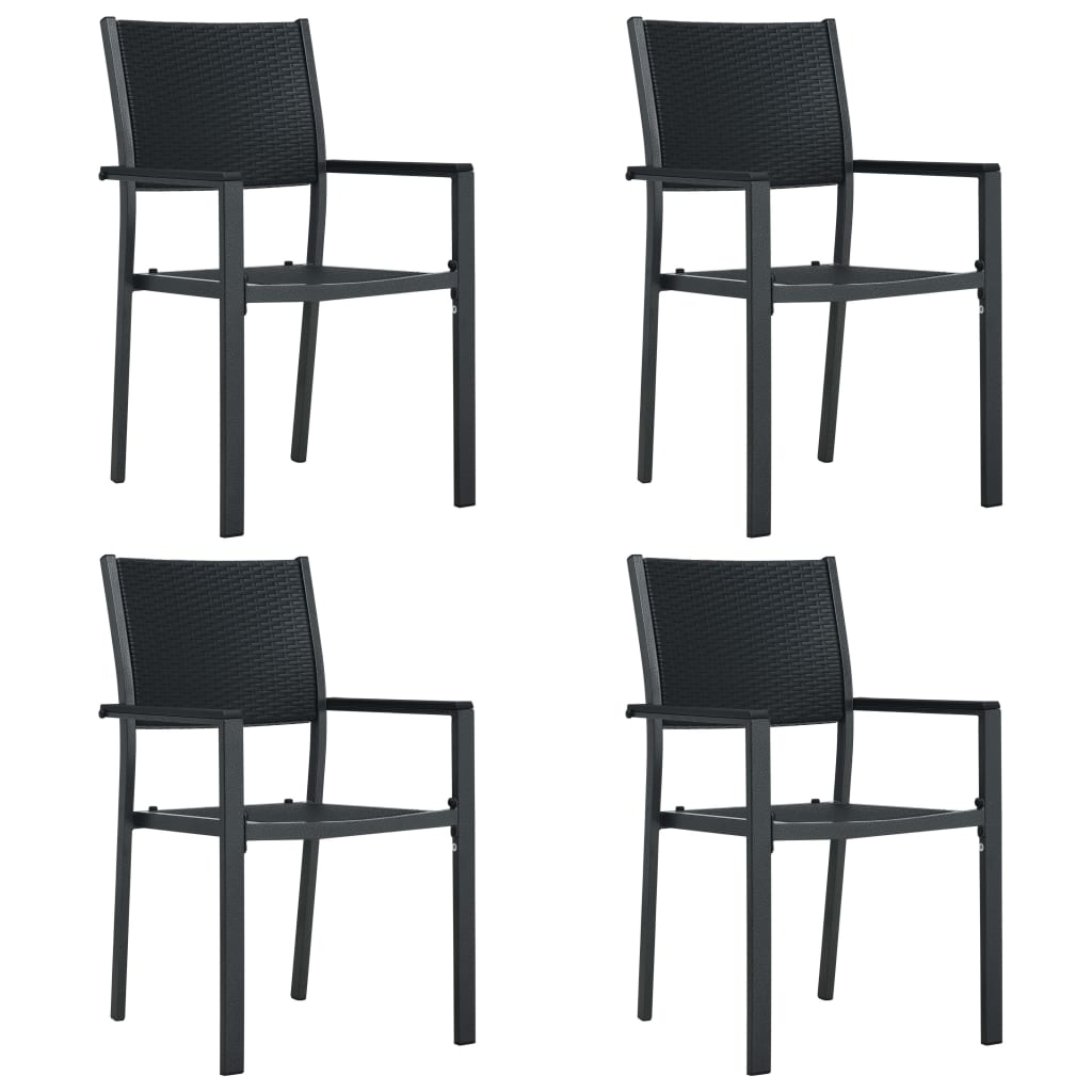 Image of vidaXL Garden Chairs 4 pcs Black Plastic Rattan Look