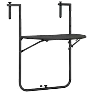 Viseča balkonska mizica rjava 60x64x83,5 cm plastika ratan