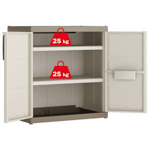 Keter Lavt oppbevaringsskap Excellence XL beige og gråbrun 93 cm