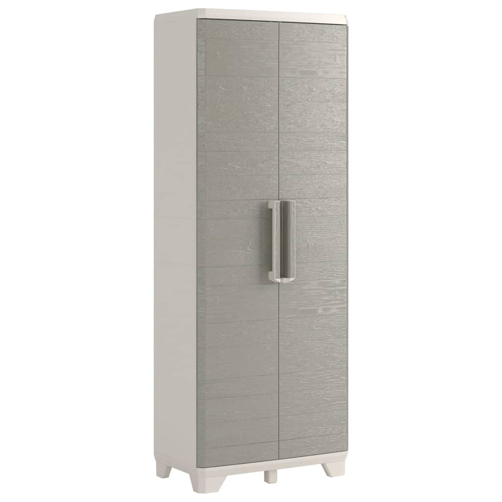 Afbeelding Keter Hoge kast Wood Grain 68x39x182 cm crème en taupe door Vidaxl.nl