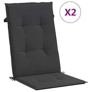 Podušky na židli vysoké opěradlo 2 ks černé 120x50x3 cm textil - obrázek 2