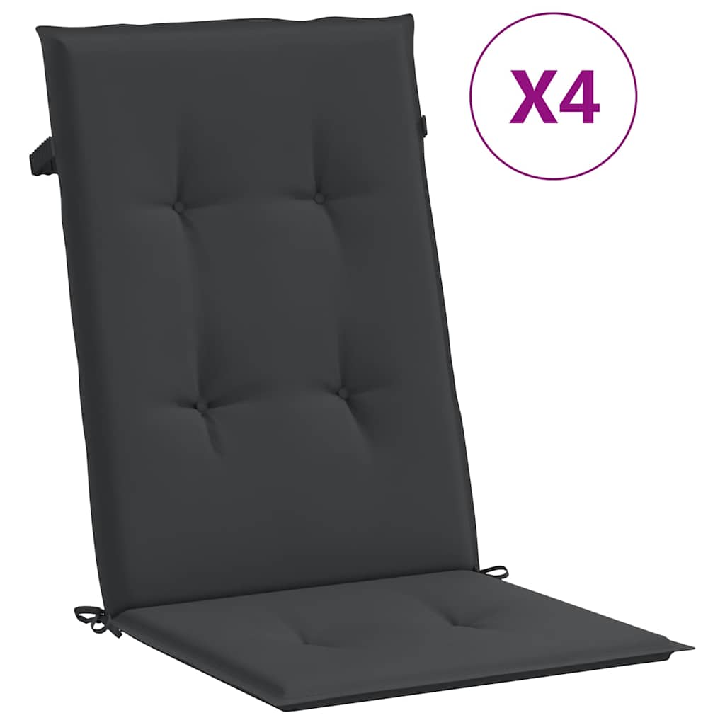 vidaXL Podložky na záhradné stoličky, vysoké operadlo 4 ks 120x50x3 cm