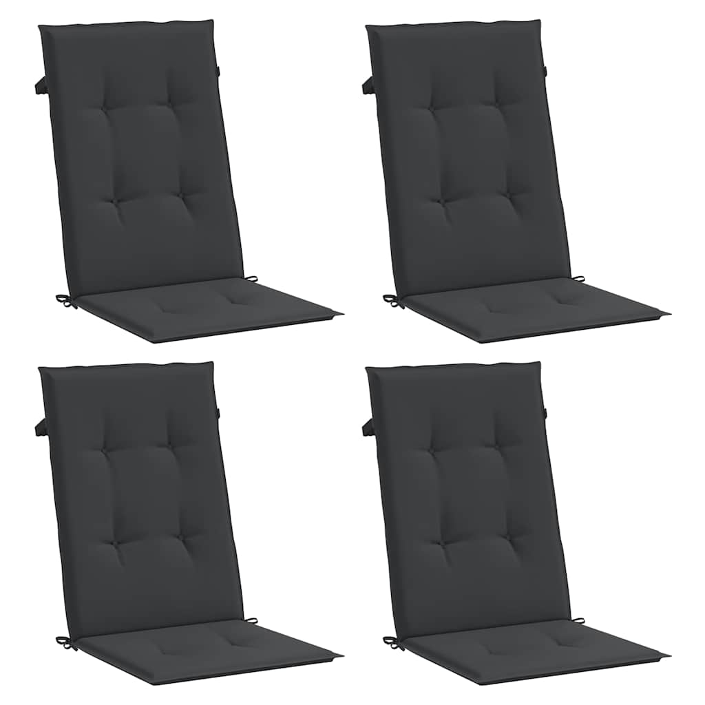 vidaXL Tuinstoelkussens 4 st hoge rug120x50x3 cm stof zwart, foto 2