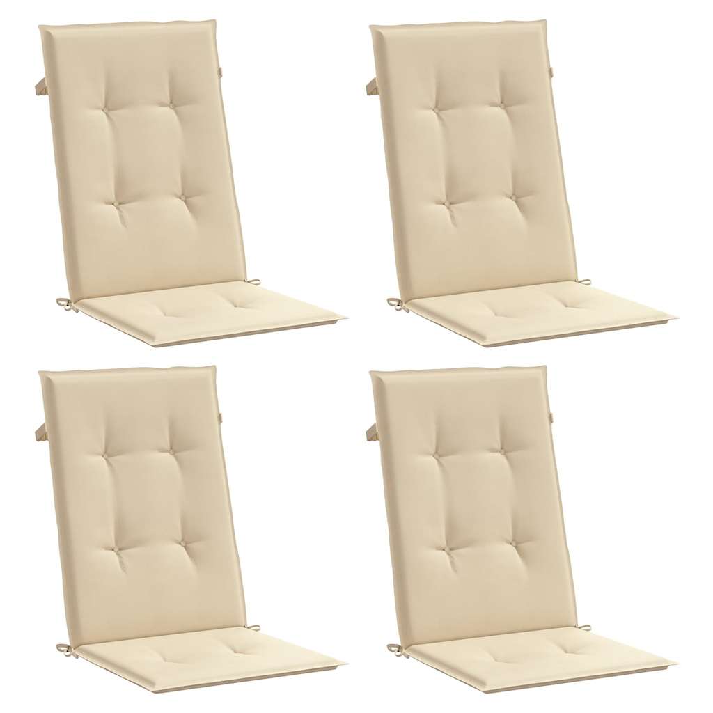 vidaXL Tuinstoelkussens 4 st hoge rug120x50x3 cm stof beige, foto 2