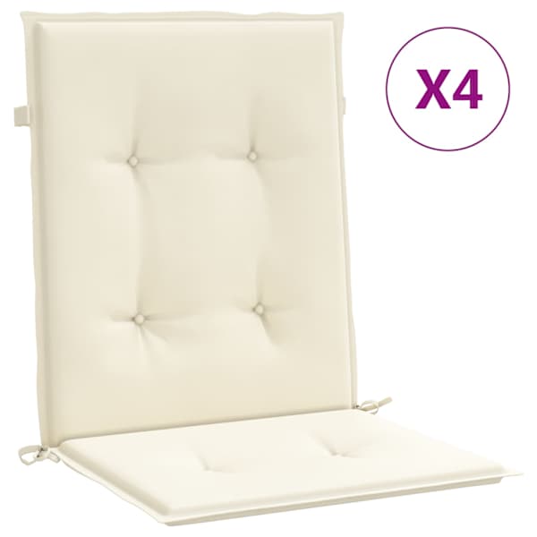 vidaXL madala seljatoega toolipadjad 4 tk, kreemjas 100x50x2 cm kangas