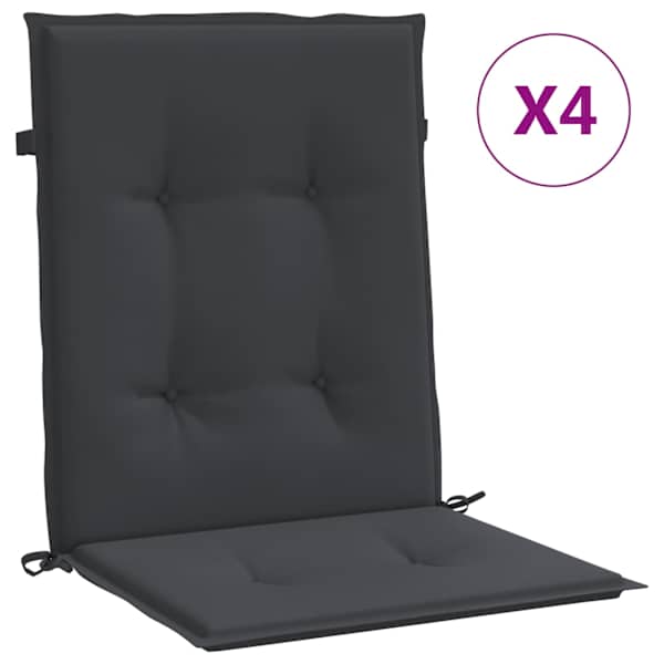 vidaXL madala seljatoega toolipadjad 4 tk, must, 100x50x7 cm, kangas