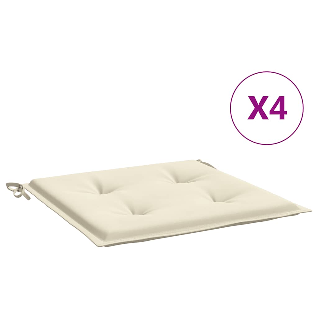 vidaXL Podušky na zahradní židli 4 ks krémové 40x40x4 cm látka oxford