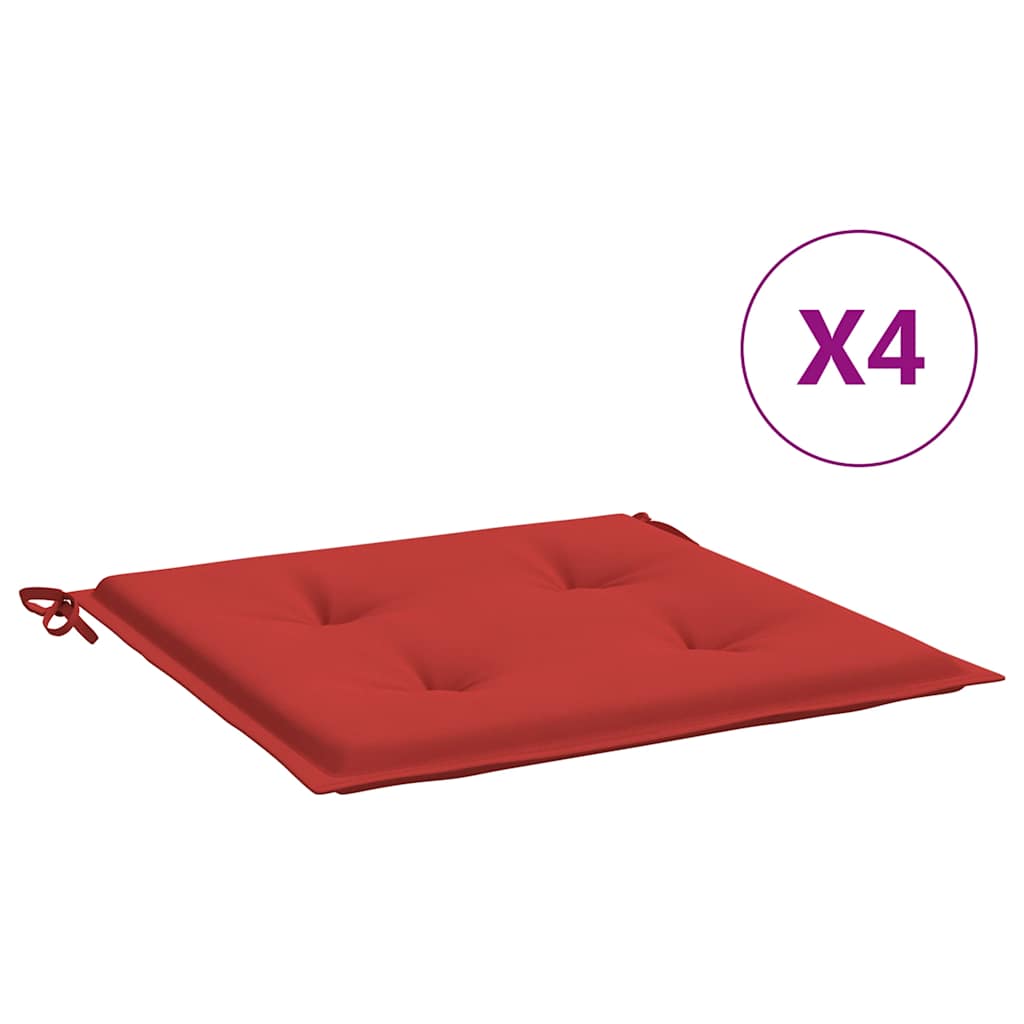 vidaXL Podušky na zahradní židli 4 ks červené 40x40x4 cm látka oxford