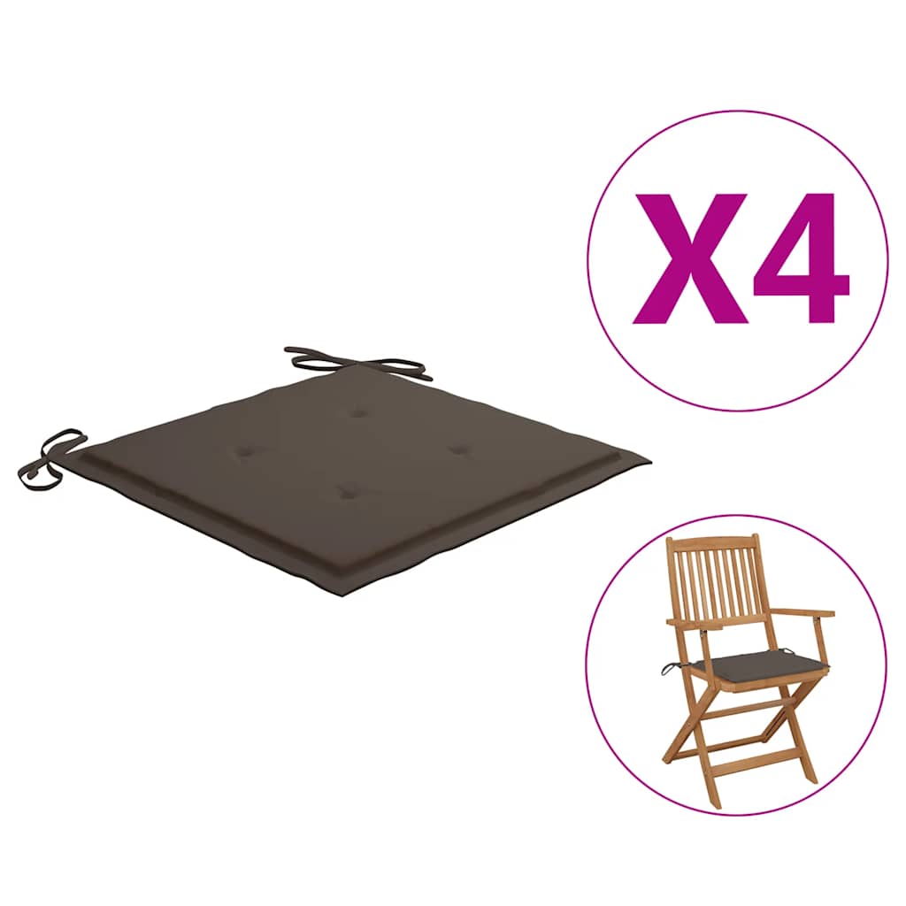 vidaXL Gartenstuhl-Kissen 4 Stk. Taupe 40x40x3 cm Oxford-Gewebe