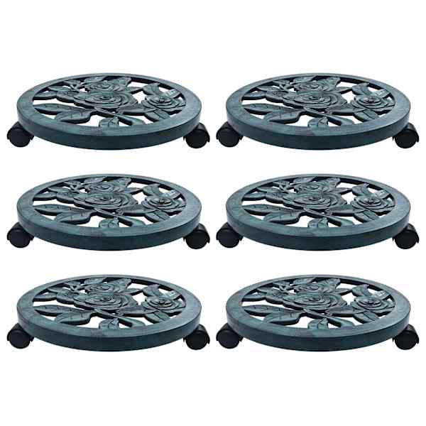 vidaXL ratastel taimealus 6 tk, roheline, 38 cm, plast