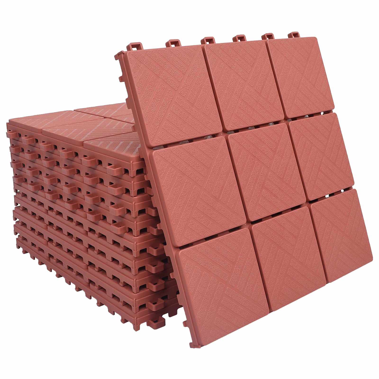 Thumbnail - vidaXL Terrassenfliese 10 pcs Rot 30,5 x 30,5 x 2,2 cm Polypropylen