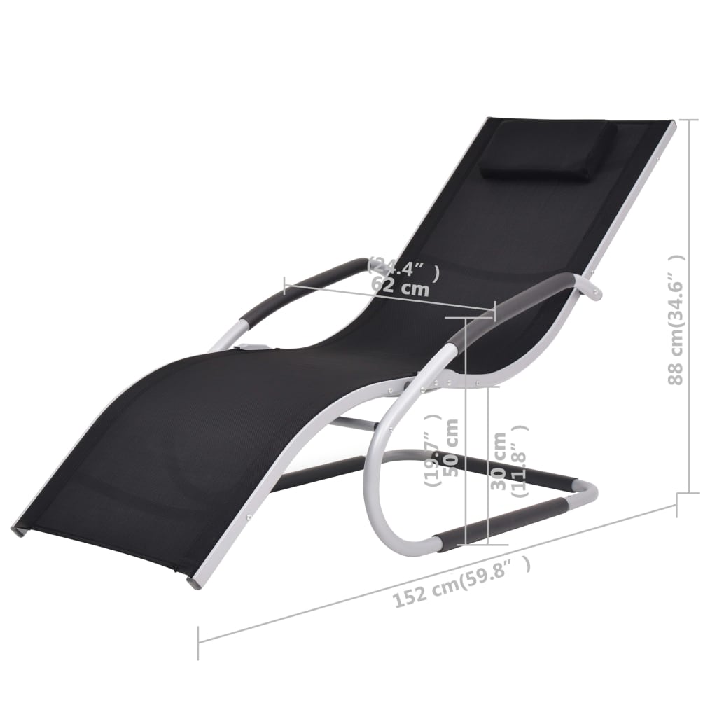 Patio Lounge Chair Outdoor Chaise Lounge Chair Deckchair Textilene vidaXL - Picture 6 of 24