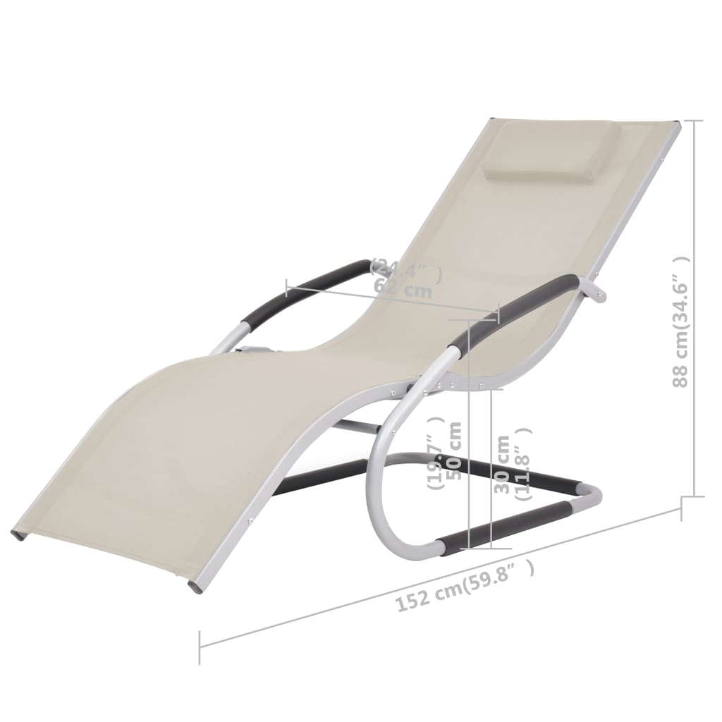 Patio Lounge Chair Outdoor Chaise Lounge Chair Deckchair Textilene vidaXL - Picture 13 of 24