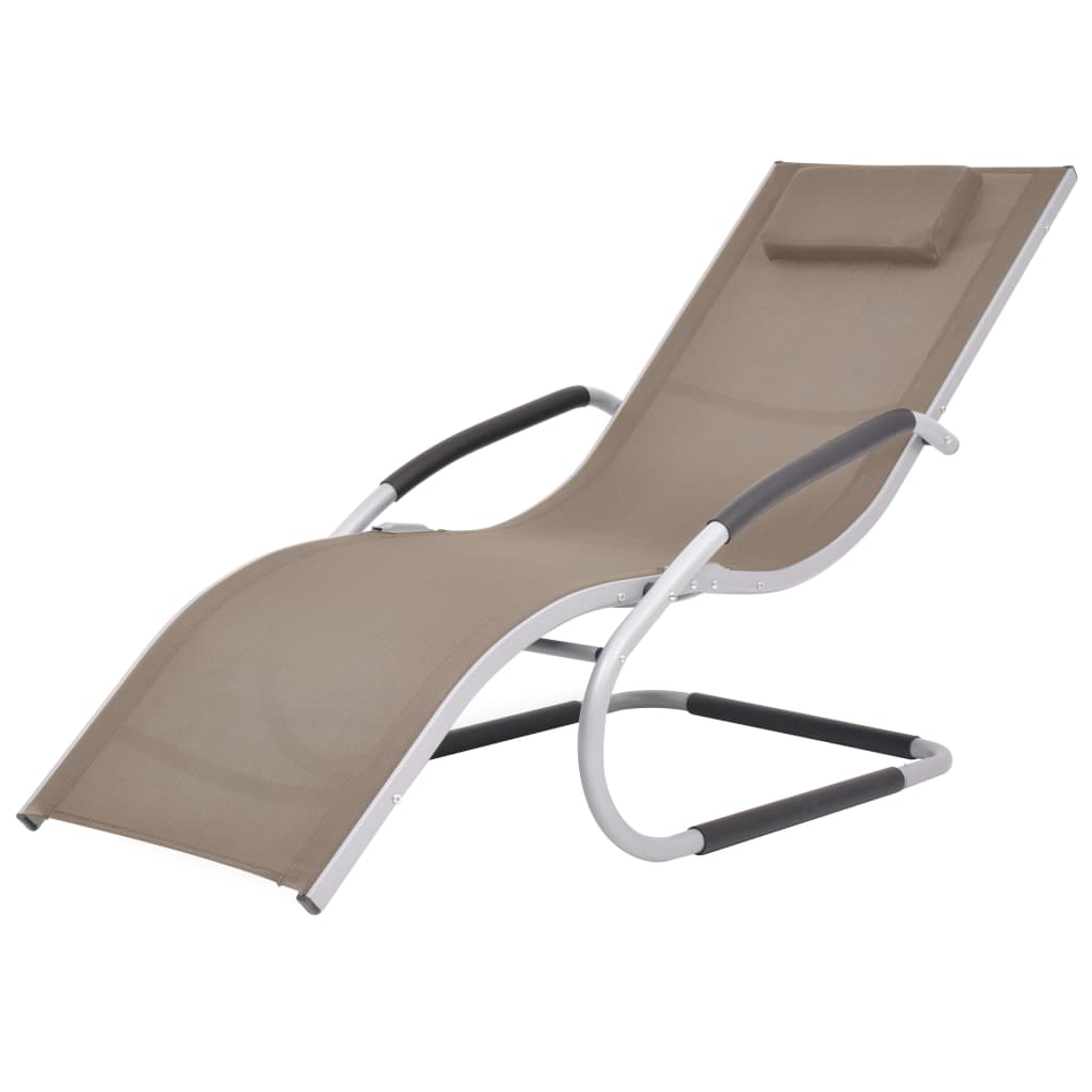 VidaXL Sun Lounger With Pillow Aluminium And Textilene Taupe