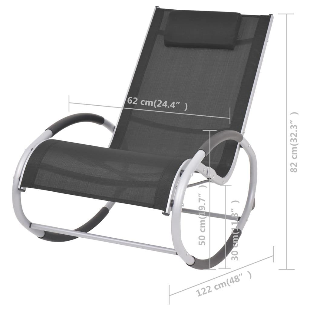 dārza šūpuļkrēsls, melns tekstilēns | Stepinfit.lv