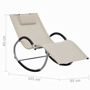 Zahradní lehátko s polštářkem krémové textilen - obrázek 6