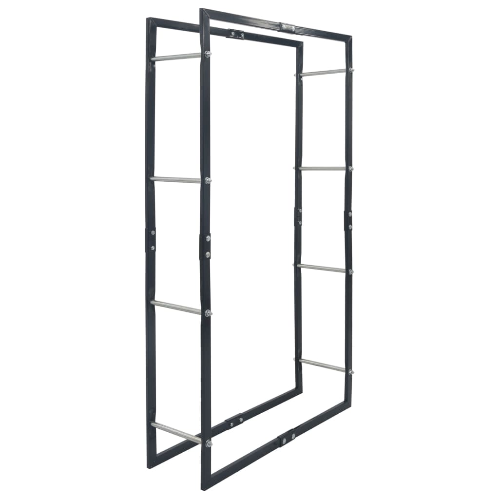 vidaXL Firewood Rack Black 31.5"x9.8"x59.1" Steel-image-8719883754505