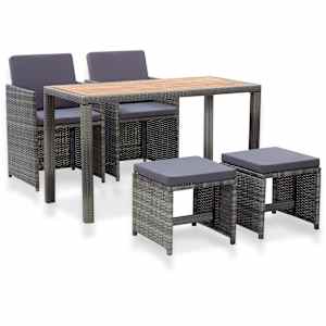 Zunanja jedilna garnitura 5-delna poli ratan in akacija