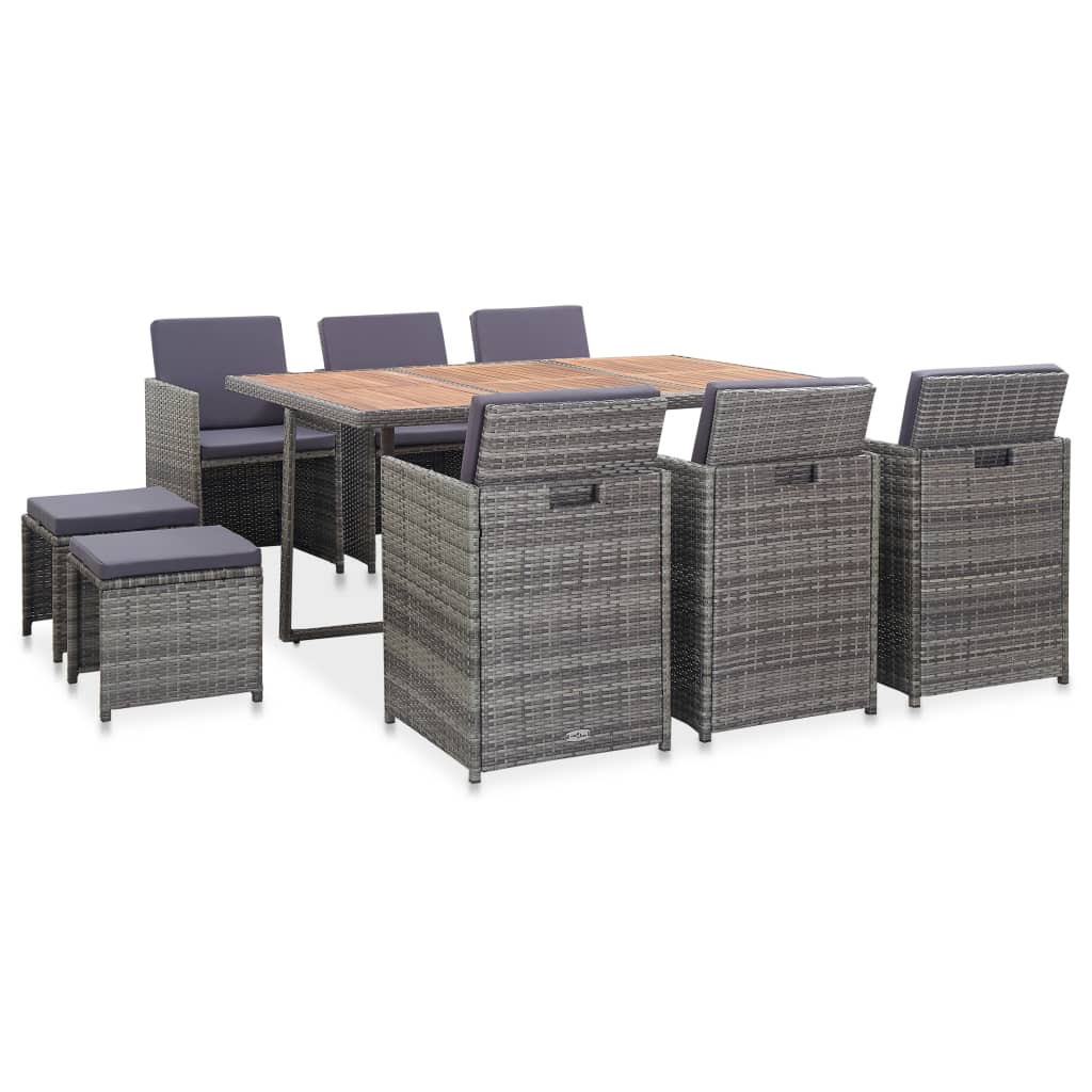 vidaXL Set mobilier de exterior 11 piese antracit poliratan și acacia