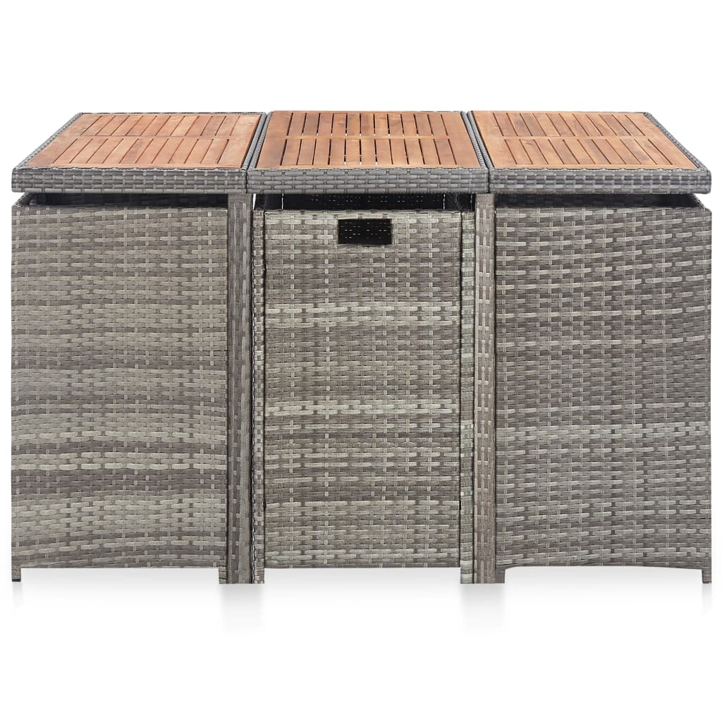 

vidaXL 11-delige Tuinset poly rattan en acaciahout antraciet