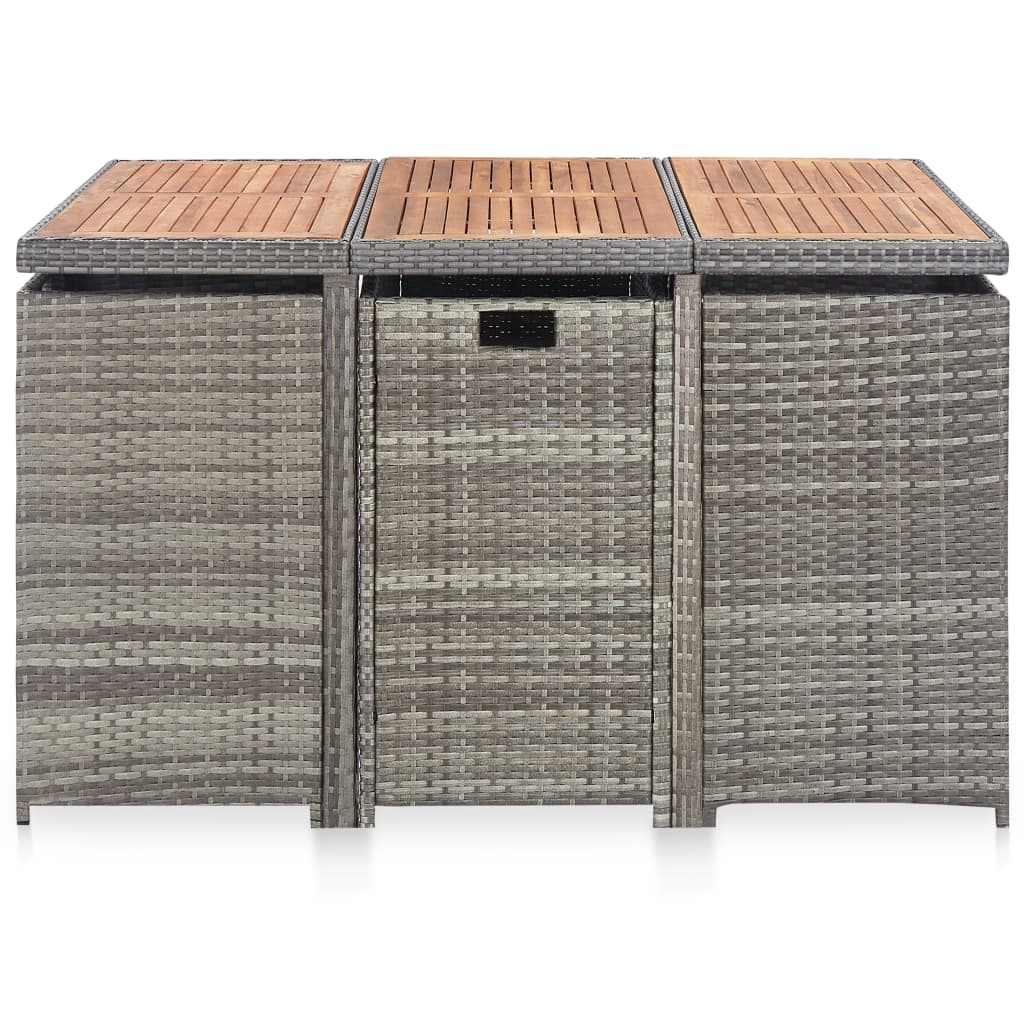 vidaXL 11-delige Tuinset poly rattan en acaciahout antraciet