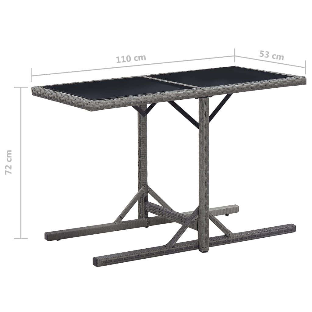 Set mobilier de bistro cu perne, 3 piese, gri, poliratan