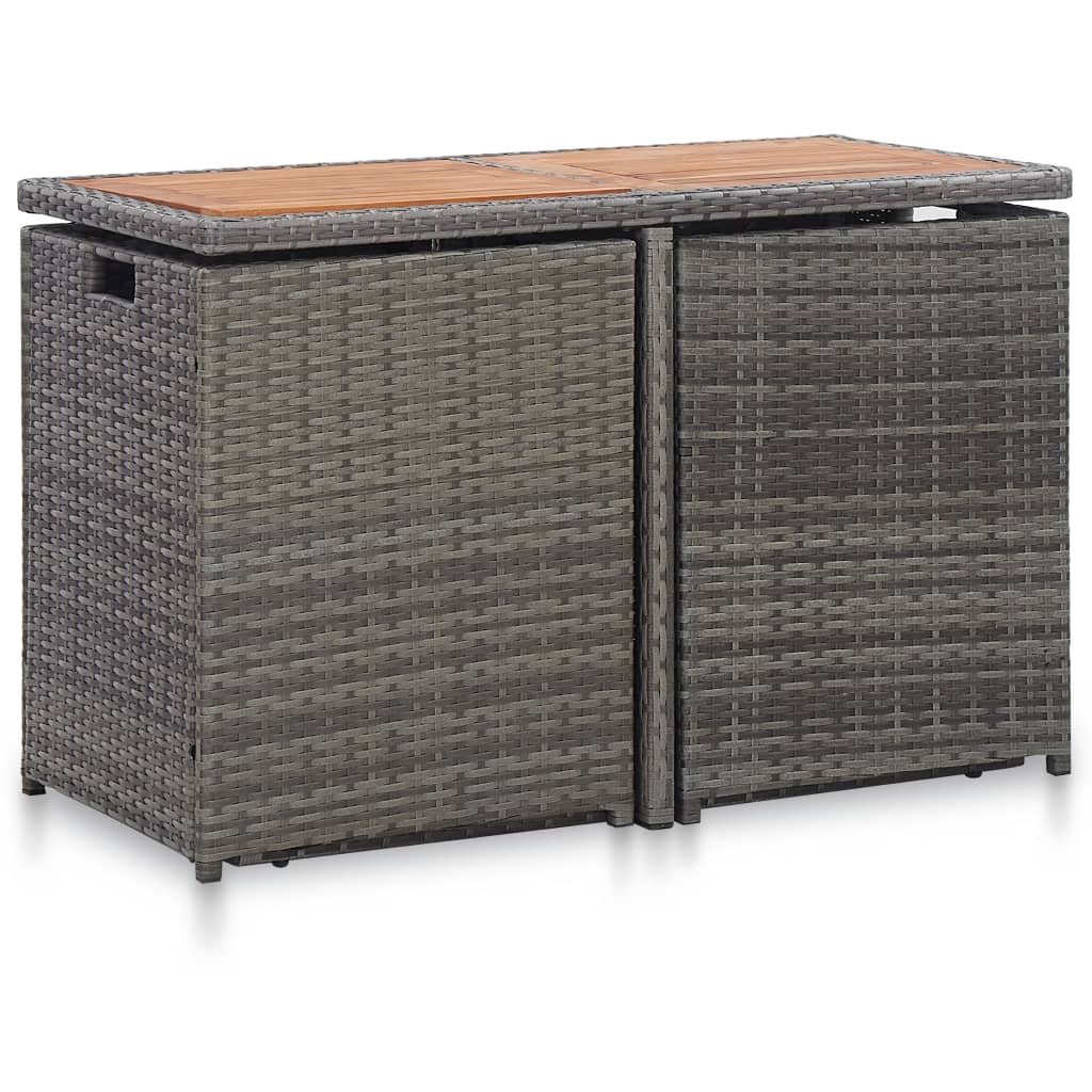 

vidaXL 3-delige Bistroset met kussens poly rattan grijs
