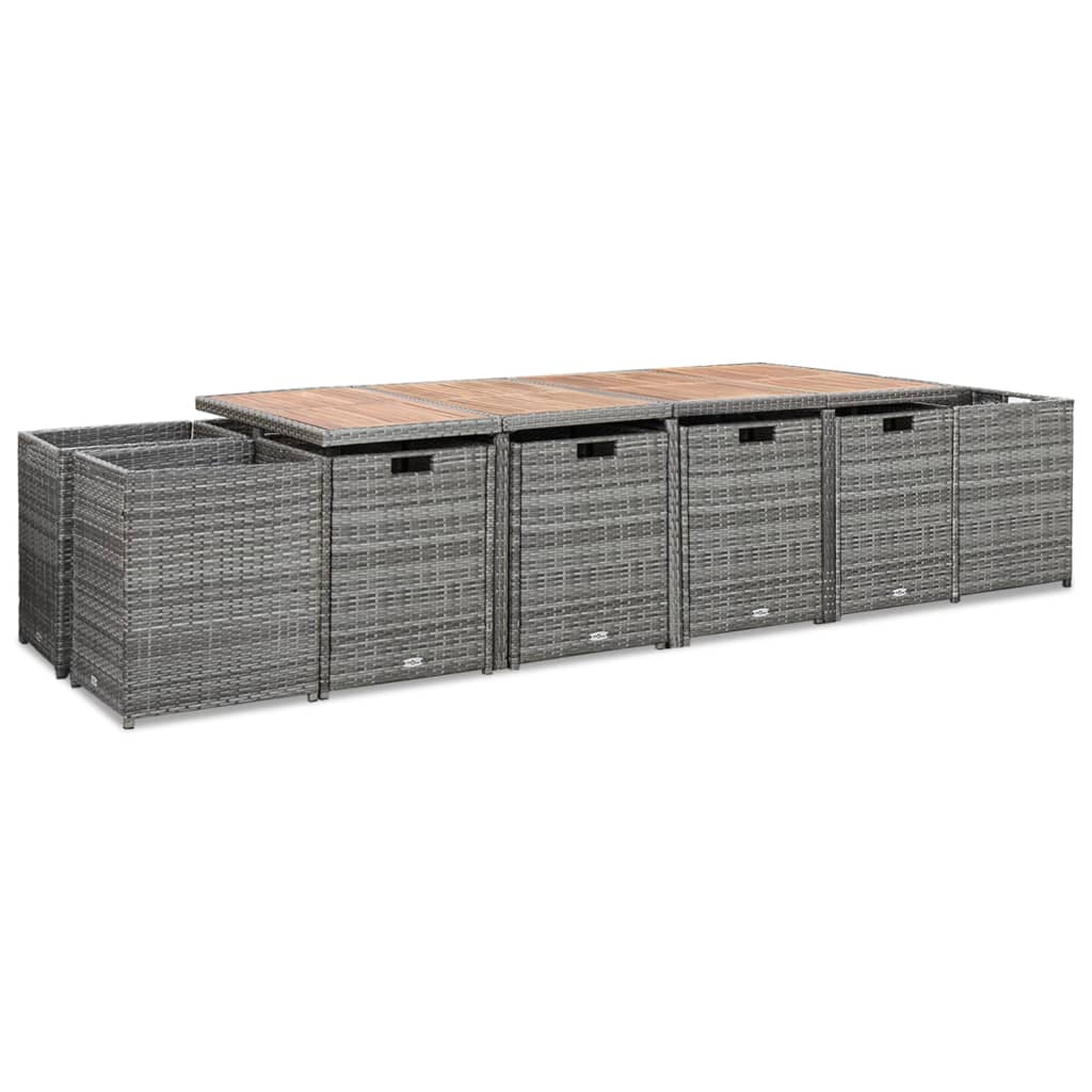 Thumbnail - vidaXL 13-tlg. Garten-Essgruppe mit Kissen Poly Rattan Anthrazit