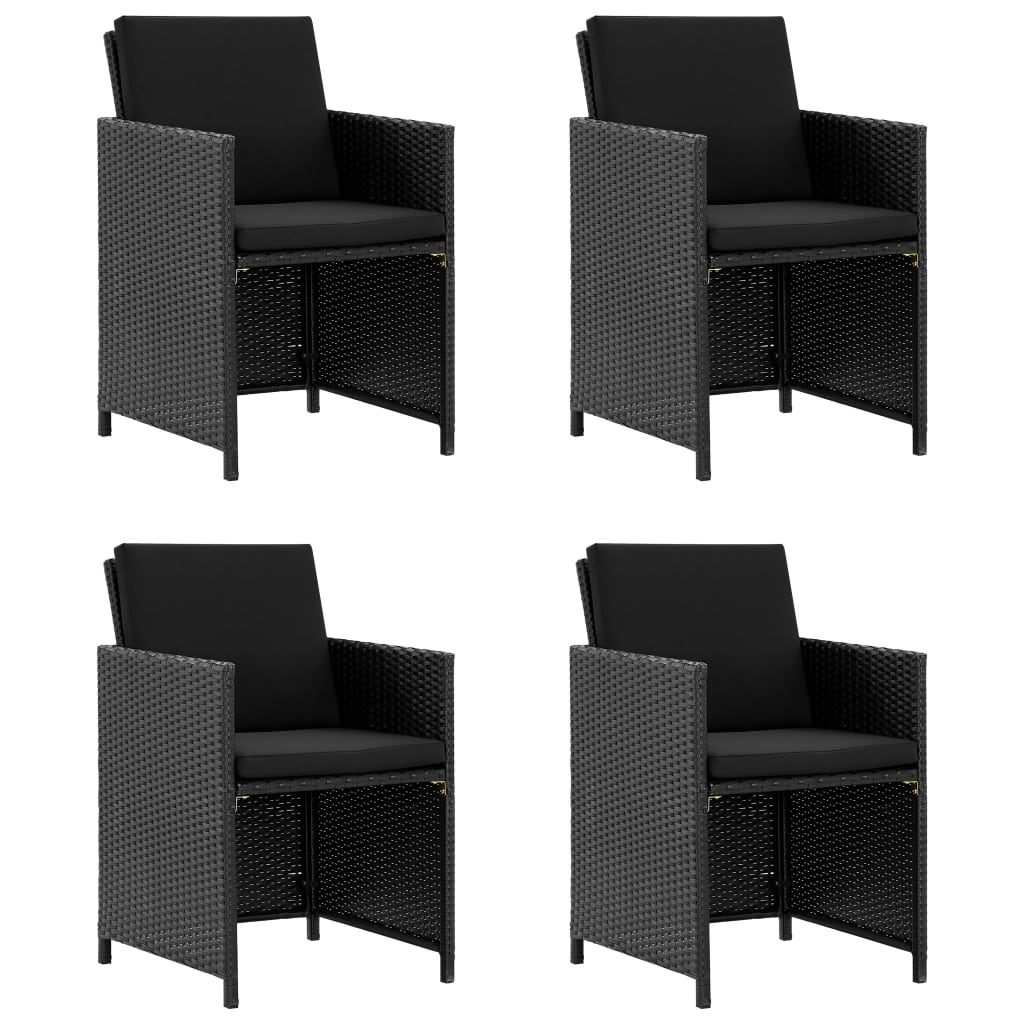 vidaXL 5-delige Tuinset met kussens poly rattan zwart afbeelding