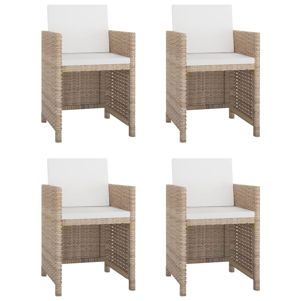 vidaXL 5-delige Tuinset met kussens poly rattan beige afbeelding