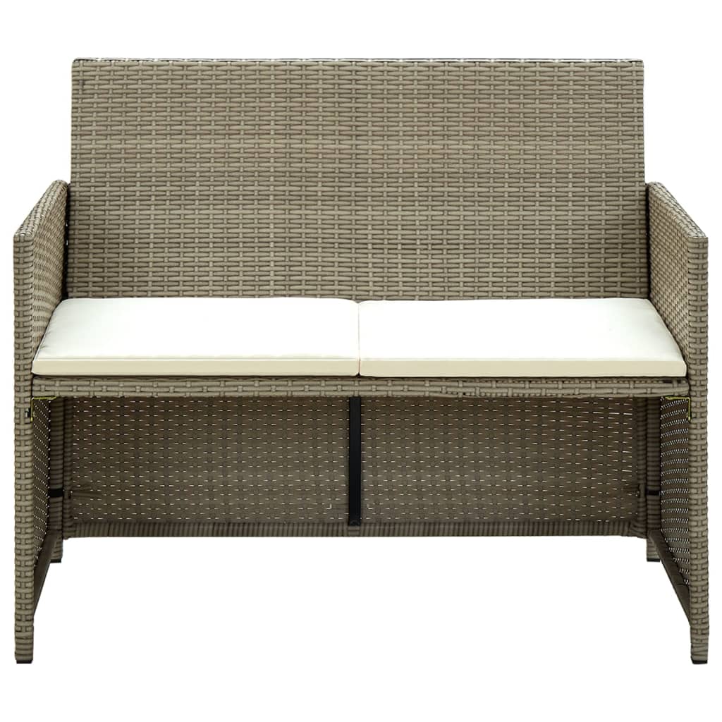 

vidaXL Tuinbank 2-zits met kussens poly rattan beige