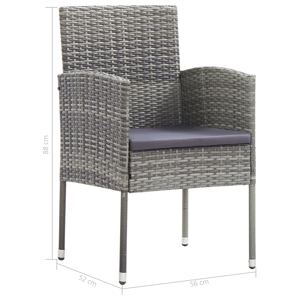 Градински комплект с възглавници, 5 части, полиратан, сив