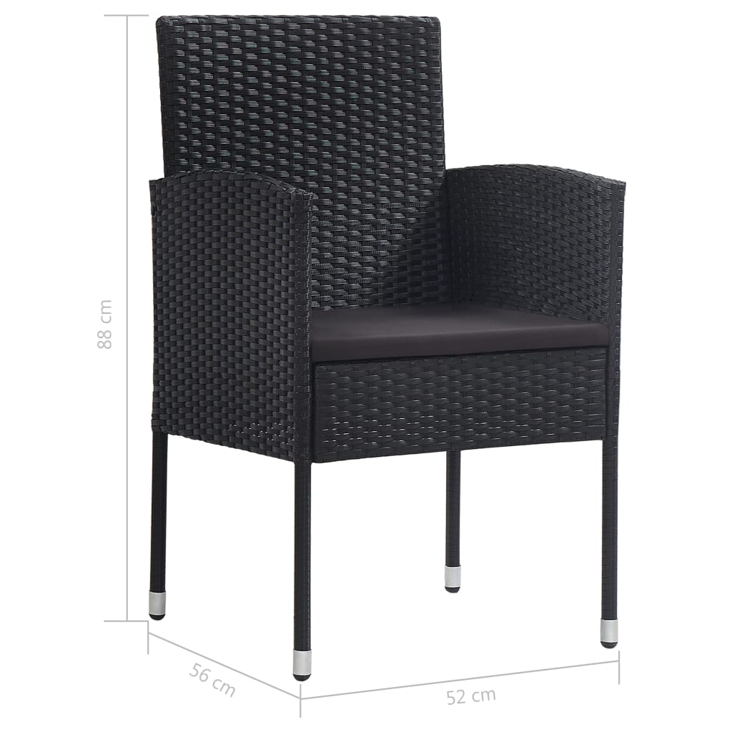 Градински трапезен комплект, 9 части, полиратан, черен