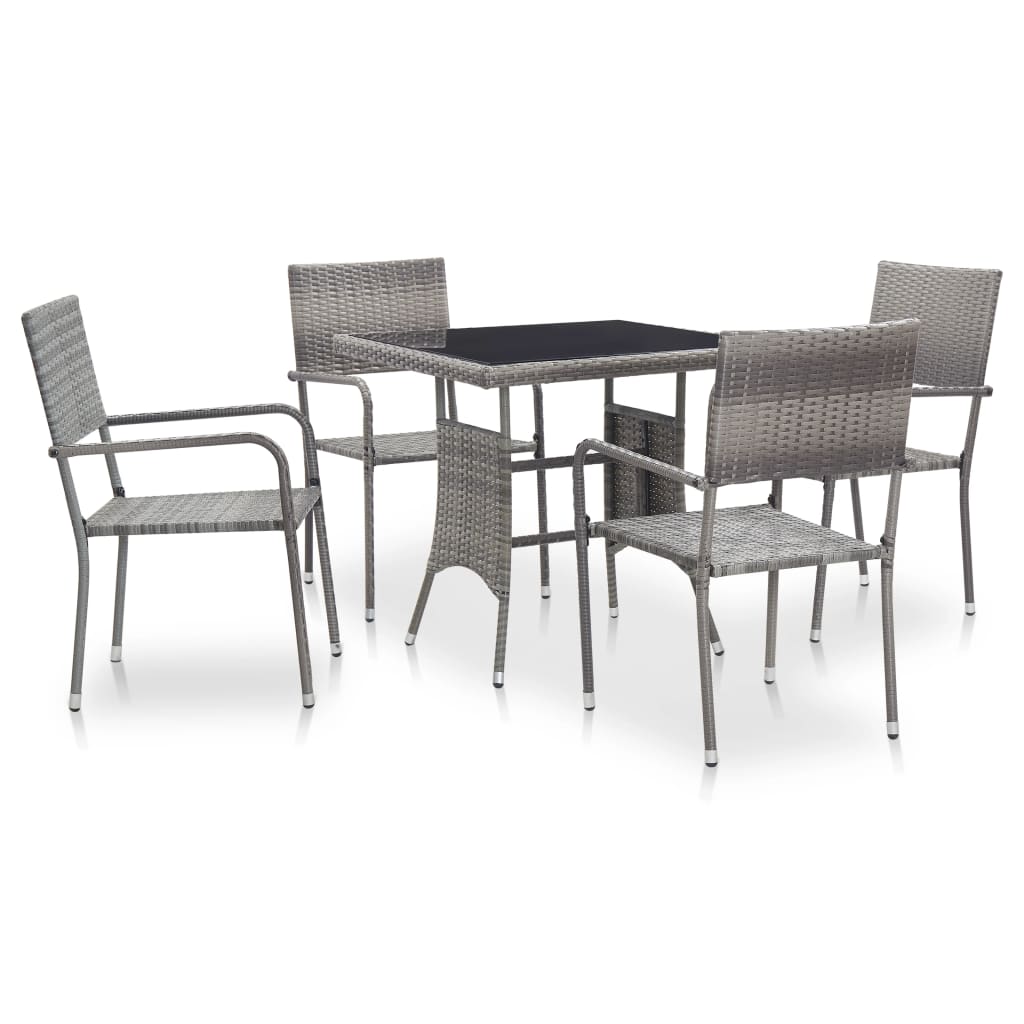 vidaXL 5/7/9 Piece Outdoor Dining Set Poly Rattan Garden ...