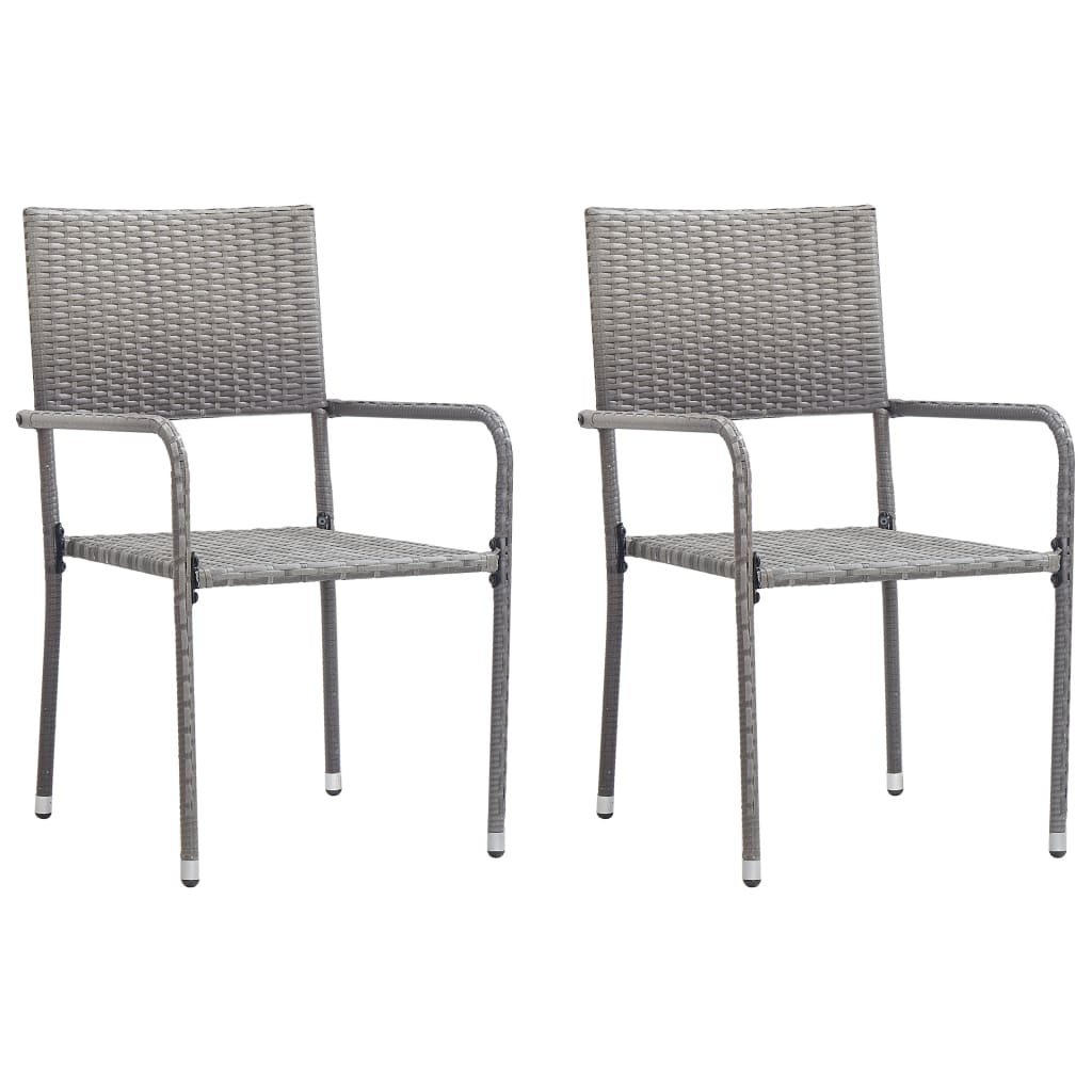  Vonkajšie jedálenské stoličky 2 ks, sivé, polyratan