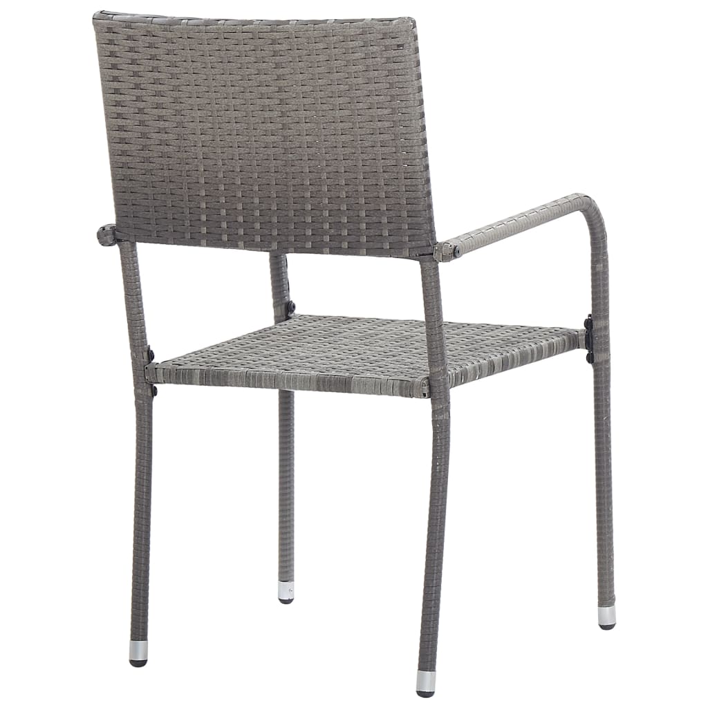  Vonkajšie jedálenské stoličky 2 ks, sivé, polyratan
