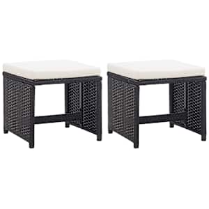 Vrtni stolčki 2 kosa z blazinami poli ratan črne barve